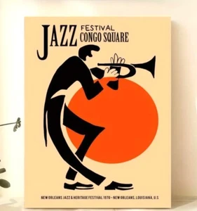 Art Canvas Retro Art, Jazz Festival Poster Congo Square. 12 x 16 in - Picture 1 of 2