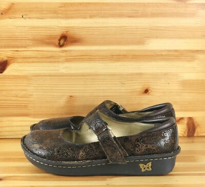 Zapatos Alegria para mujer talla 6,5 gamuza cuero marrón cachemira Mary Jane zuecos cómodos Foto 1 de 4