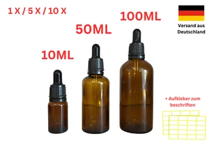 Botella de pipeta botella de vidrio marrón botella de goteo + 10 ml 15 ml 20 ml 30 ml 50 ml 100 ml + - Imagen 1 de 11