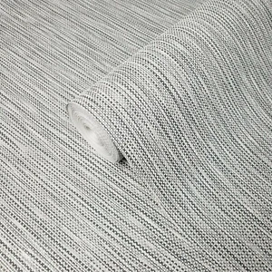 Textured Wallpaper roll gray white black silver metallic faux fabric stria lines - Picture 1 of 11