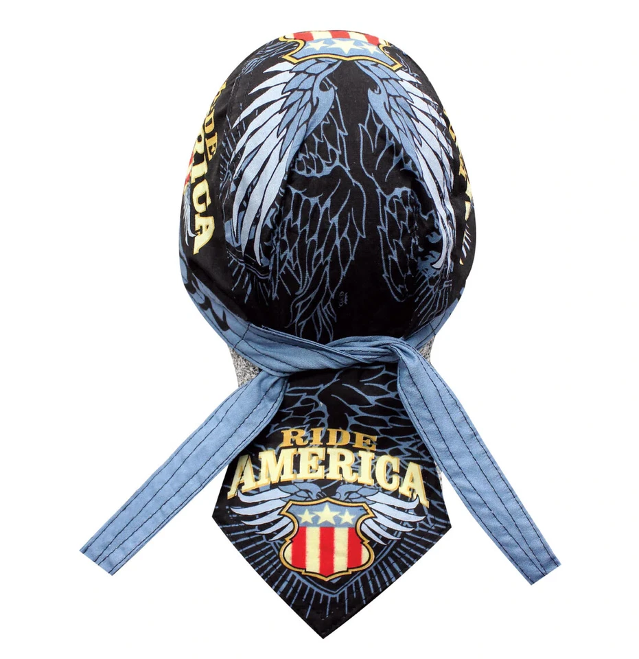 Patriotic Ride America Shield & Wing Bandanna Sweatband Durag Biker Head Wrap — 第 1/1 张图片