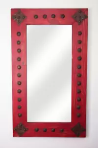 Roter Adobe rustikaler Spiegel-Holz-mexikanisch-20x34-Leerspiegel-Western-Medaillons - Bild 1 von 1