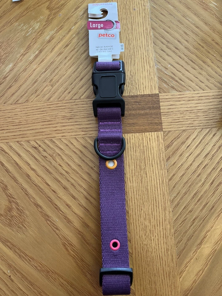 Collar de cuello ajustable para perro Petco rangos de cuello 16-26 pulgadas tamaño grande púrpura Foto 1 de 3