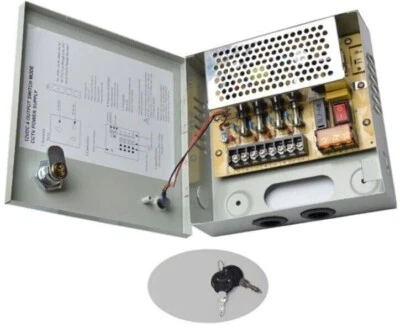 BOX RACK ALIMENTATORE STABILIZZATO 4 USCITE CANALI CENTRALINA TELECAMERA DC CCTV - Immagine 1 di 4
