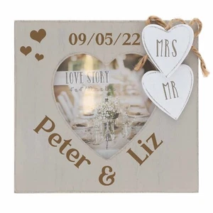 Regalo personalizado grabado del día de la boda foto de madera para el señor y la señora pareja - Imagen 1 de 8