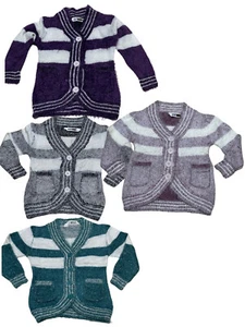 Girls H&M Soft Knitted Fluffy Marl Button Down Ribbed V-Neck Longsleeve Cardigan - Picture 1 of 20