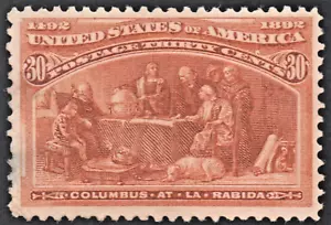 US Sc# 239 *MINT NO GUM { -VF- 30c COLUMBUS AT LA RABIDA } COLUMBIAN 1893 W THIN - Picture 1 of 3