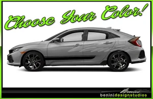Honda Civic Racing Vinyl Rocker Stripes 2016 2017 2018 2019 Si Style 14 - Picture 1 of 2