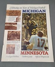 1979 Michigan Wolverines vs Minnesota Golden Gophers Football Program ~ 10/13/79