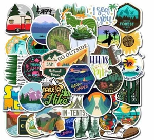 50 x Outdoor Abenteuer Geocaching Aufkleber SetKompass Camper Stickerbomb 5cm - Bild 1 von 3