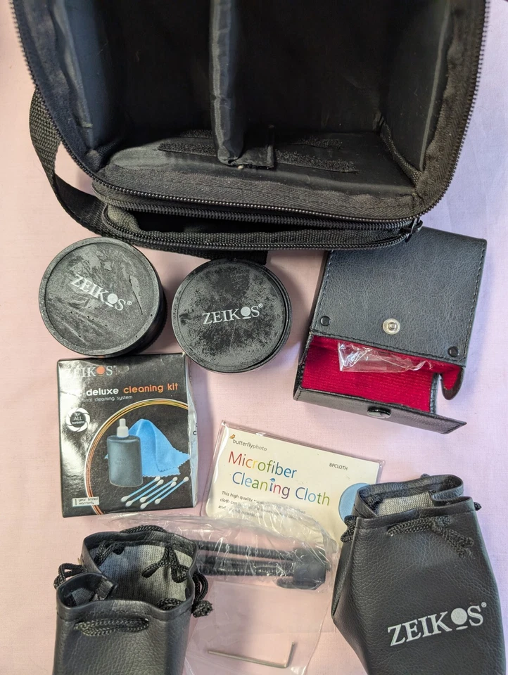 Zeikos camera lens and filters lot with carry case - Image 1 of 4