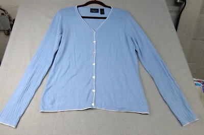Crazy Horse Liz Claiborne Women's Light Blue V-Neck Long Sleeve Blouse S USED - Image 1 of 4