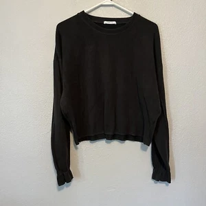 Suéter Zara Gris Carbón Mujer Cuadrado Mangas Largas Gran Tamaño Talla Pequeña - Imagen 1 de 5
