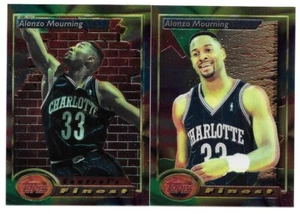 ALONZO MOURNING 2 CARD LOT 1993-94 TOPPS FINEST SET 104 & 201 CHARLOTTE HORNETS - Picture 1 of 1
