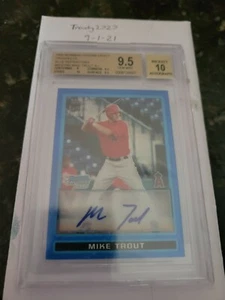 Mike Trout 2009 Bowman Chrome Auto Blue Refractor /150 Gem Mint Bgs 9.5/10