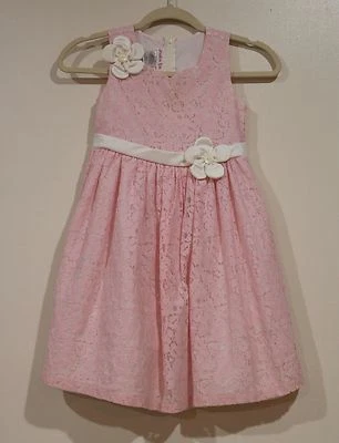 Vestido Jessica Ann Meninas Tamanho 6X Rosa Floral com Flores Off White - Imagem 1 de 3