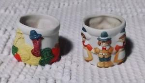 Lot of 2 Russ Berrie Votive Candle Holders - Pilgrims & Turkey - 1.5" - Fall - Picture 1 of 3