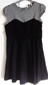 BNWT Ladies 12 black white faux basque corset 50s/80s style dress box pleats - Picture 1 of 5