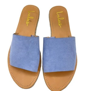 Lulus slip on sandals size 8.5 slides light blue flats summer cruise beach - Picture 1 of 7
