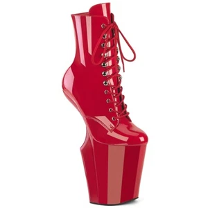 10" Red Platform Hoof High Heels Stripper Lady Gaga Boots Dancer Boots Pleaser - Picture 1 of 5