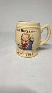 Vintage "Drink Hires Rootbeer" Keramik hellbraun Becher 1876-1986 U.S.A. W Hires Man Logo - Bild 1 von 10
