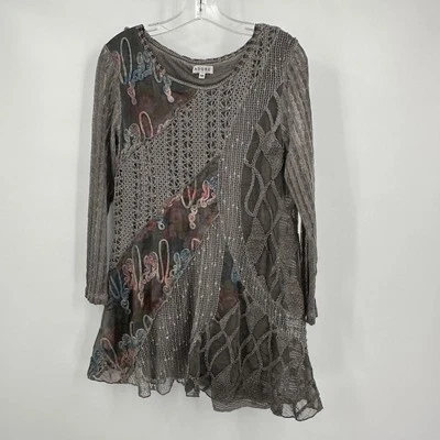 Обожаю женщин Топ размер M богемное Lagenlook фестиваль вязаный пэчворк Artsy заявление - Изображение 1 из 4