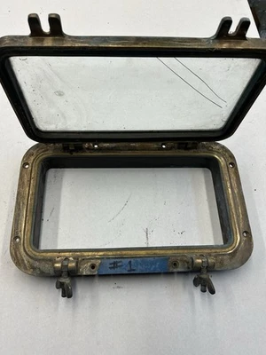 Vtg Wilcox Crittenden Brass Porthole Rounded Corner Rectangle Boat Window 16.5" - Image 1 of 2