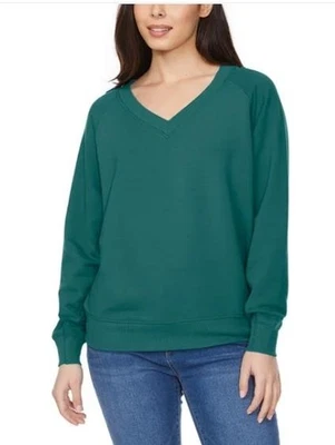 Suéter para mujer Buffalo verde azulado cuello en V suéter polar pesado manga larga Foto 1 de 4