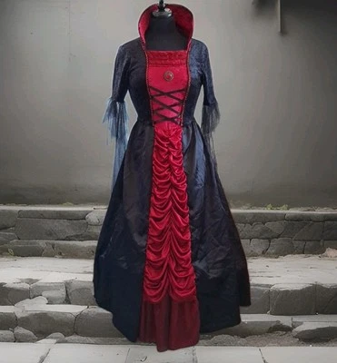 Девочка L готическая принцесса ведьма длинное черное красное платье костюм викторианского вампира  - Изображение 1 из 4