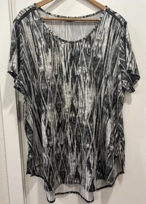 KATE & MALLORY Woman's Plus 2X Blouse Black Short Sleeve Stretch Tunic Top EUC - Image 1 of 4