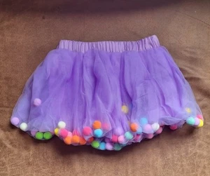 Purple GIrls Pom Pom Tutu Skirt - Picture 1 of 2