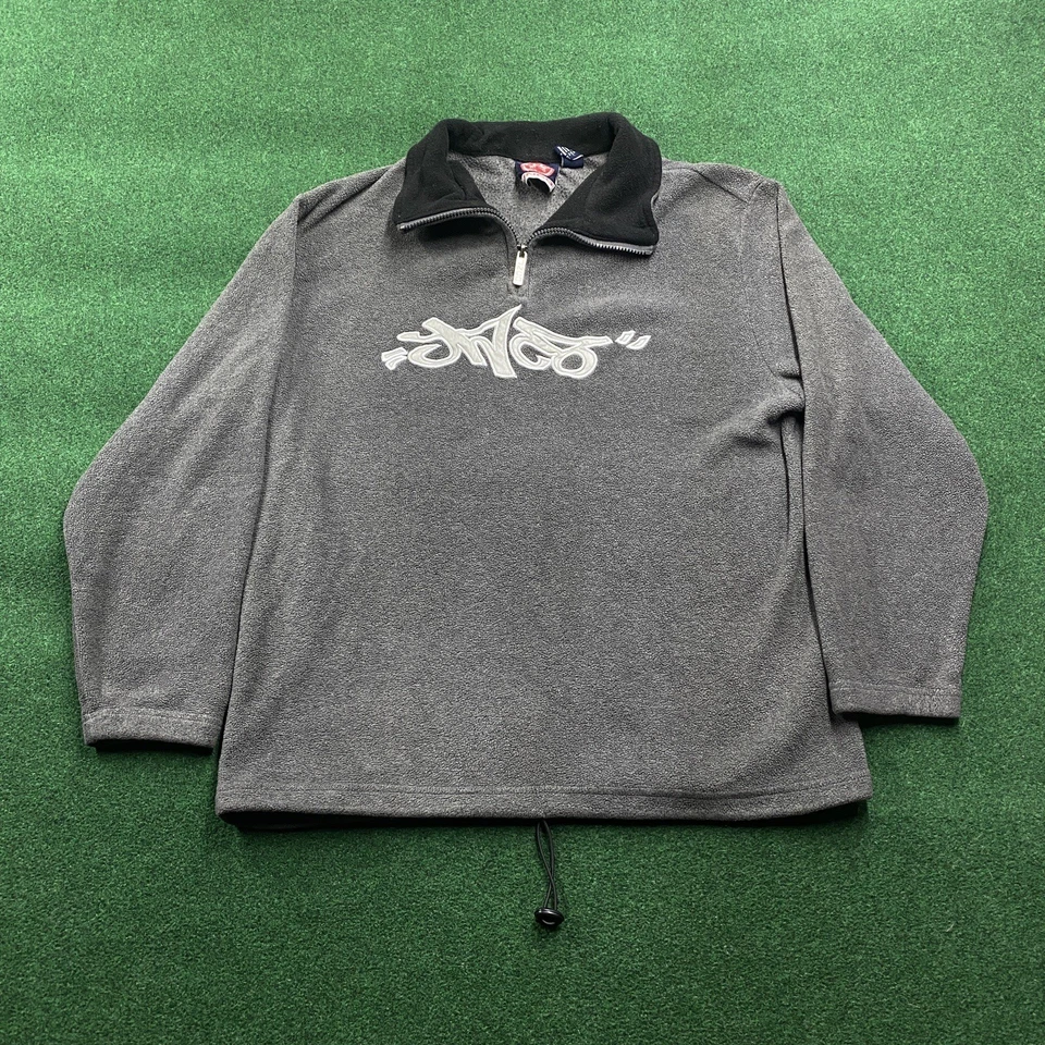 Sudadera De Colección JNCO Polar Para Hombres Pequeña Gris Y2K Suelta Punk 1/4 Cremallera Sudadera Foto 1 de 4