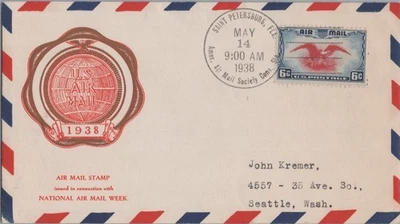 Air Mail FDC US C23-30 F.R. Rice cachet - St. Petersburg PM - ZAYIX 062822SM31 - Image 1 of 2