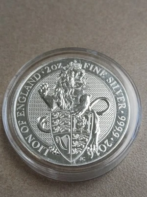 PLATA 2016 Reino Unido León de Inglaterra Bestia de la Reina 2 OZ .999 Fino ENVÍO GRATUITO Foto 1 de 3