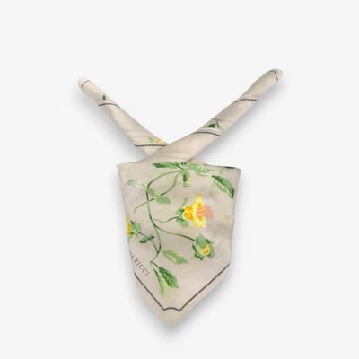 Vintage 90s Nina Ricci Handkerchief Floral Neckerchief Square Bandana Scarf - Image 1 of 4