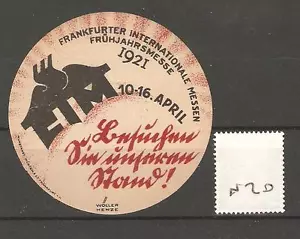 CENICIENTA -N20 ALEMANIA - INT MESSEN FRANKFURTER - 1921 - Imagen 1 de 1