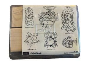 Juego de 6 estampillas de goma sin montar Fishy Friends 2003 álbum de recortes artesanías - Imagen 1 de 3