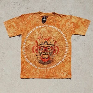 Bali Tie Dye Shirt Mens XL Orange Traditional Batik Sun Jaya Collection Tee - Picture 1 of 6