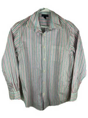 Grant Thomas Men Long Sleeve Button Down Casual Dress Shirt Size Large Stripe A5 — 第 1/4 张图片