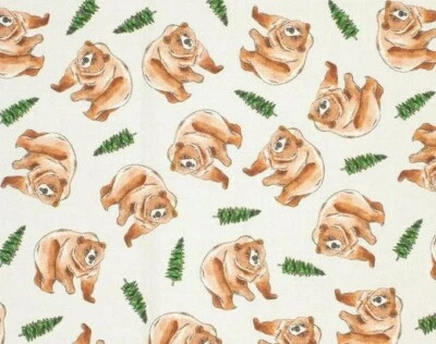 MONTANA STATE PRIDE FAT QUARTER FABRIC GRIZZLY BEARS MONTANA GRIZZLIES & PINE TREES STATE PRIDE FQ