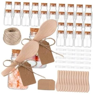 50 Pcs Small Plastic Jars with Cork Lids Spoons 2.5 oz Mini Jars with Lids - Picture 1 of 8