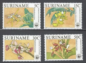 Surinam Mint NH Sc# 743/746 orchid flowers set WWF flora 1986 - Picture 1 of 2