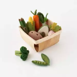Felt Farmers Market Vegetables with Wooden Crate | Set of 9 - Picture 1 of 1