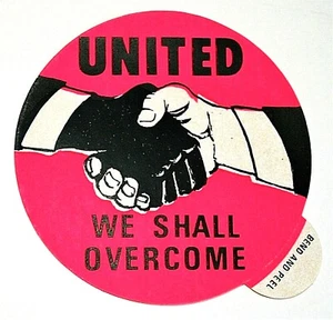 United We Overcome Race Relations Harmonie Handshake Frieden 60er Sticker NOS Neu - Bild 1 von 3