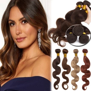 Extra Thick 1-4 Bundles Brazilian Remy Human Hair Bundles Extensions Full Head - Picture 1 of 25