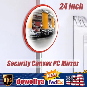 24" Wide Angle Security Convex PC Mirror Outdoor Road Traffic Driveway Safety - Picture 1 of 21