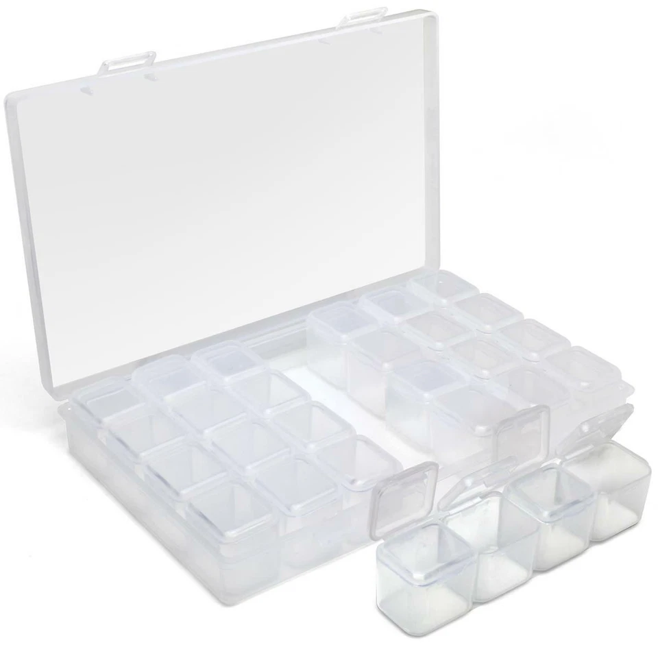 28 Diamond Painting Storage Boxes Bead Organiser Tray Art Beads Embroidery Case - Image 1 of 1