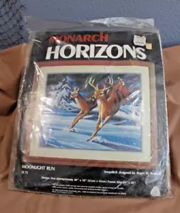 Vintage 1983 Monarch Horizons Moonlight Run 20x16" Longstitch Cross Stitch Kit - Picture 1 of 5