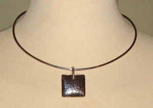 SILPADA STERLING SILVER COLLAR CHOKER PUFFY PILLOW HAMMERED SQUARE PENDANT S1118 - Picture 1 of 4