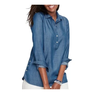Talbots Denim Top With Button Detail On The Side Size 4P - Picture 1 of 5